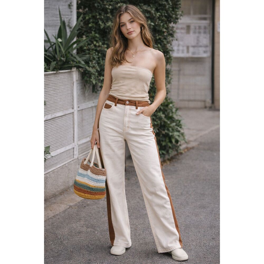 Paloma Wool Cream Brown Jeans Pants Trousers   Women's Size EU 38 US 26